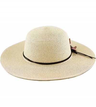 Sun Hats Womens Floppy Summer Sun Beach Wide Brim Straw Hat - Fh2-beige - CS18D6TUS59 $9.92