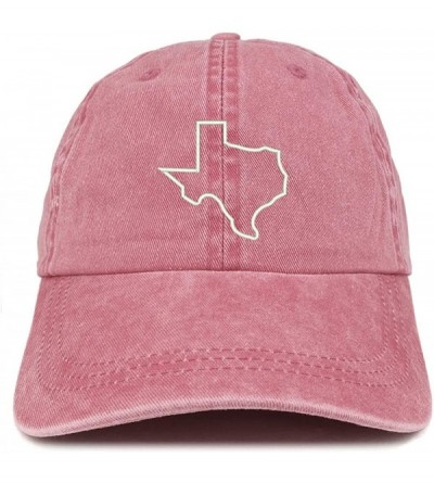 Baseball Caps Texas State Outline Embroidered Washed Cotton Adjustable Cap - Burgundy - CY18KCE8KYE $19.13