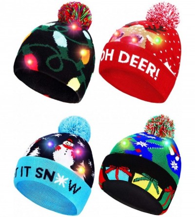 Skullies & Beanies Pieces Christmas Knitted Novelty Colorful - CX18ASQCYDC $60.55