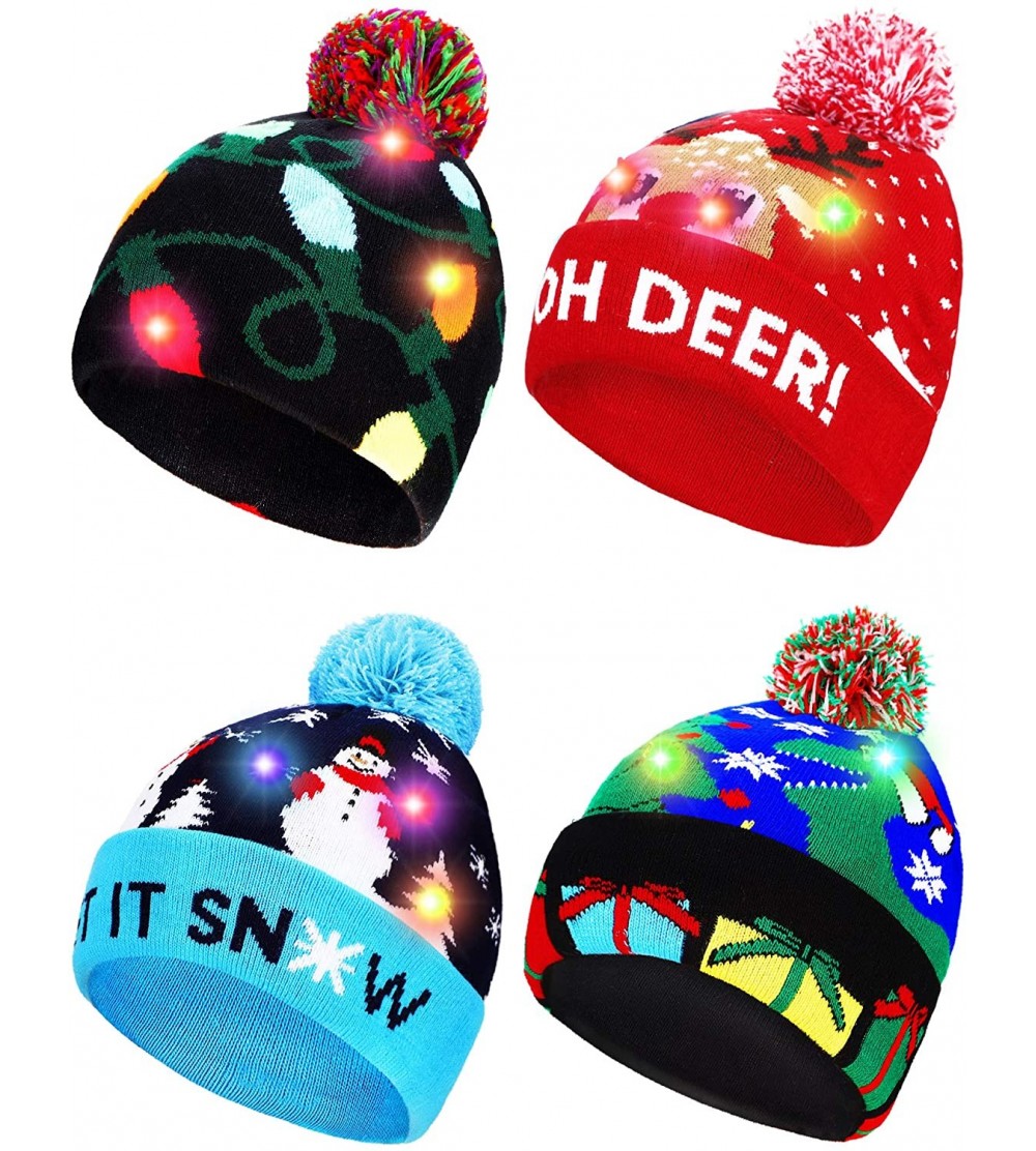 Skullies & Beanies Pieces Christmas Knitted Novelty Colorful - CX18ASQCYDC $25.85
