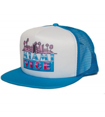 Baseball Caps Miami Vice 80s Unisex-Adult One-Size Trucker Hat Aqua/White - CM11IXNLE53 $18.06