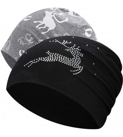 Skullies & Beanies Womens Cotton Beanie Lace Turban Soft Sleep Cap Chemo Hats Fashion Slouchy Hat - 2 Pack-15 - CO194MY3S24 $...