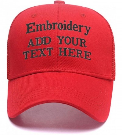 Baseball Caps Custom Embroidered Baseball Caps Ponytail Messy High Bun Hat Ponycaps Adjustable Mesh Trucker Hats - Red - CU18...