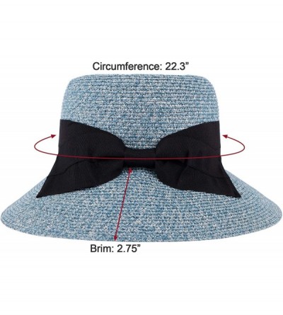 Sun Hats Women Straw Sun Hat Packable Beach Hat - Denim Blue - CM18CHUWIHU $15.66