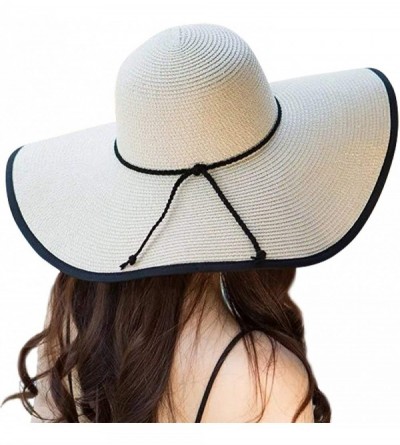 Sun Hats Womens Bowknor Straw Hat Foldable Beach Sun Hat Roll up UPF 50+ - "A Beige 5.9"" Brim" - CD18N7A45YZ $12.70