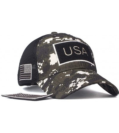 Baseball Caps Camouflage Trucker Hat Military Tactical Operator Cap with American Flag Patch Velcro - Black - CP18RMIXDGY $10.66