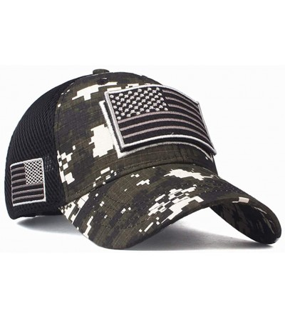 Baseball Caps Camouflage Trucker Hat Military Tactical Operator Cap with American Flag Patch Velcro - Black - CP18RMIXDGY $10.66
