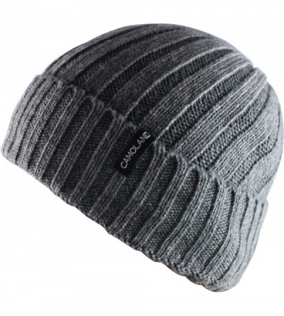 Skullies & Beanies Men's Fleece Wool Cable Knit Winter Beanie Hat - Grey - C11860H4GUL $13.88