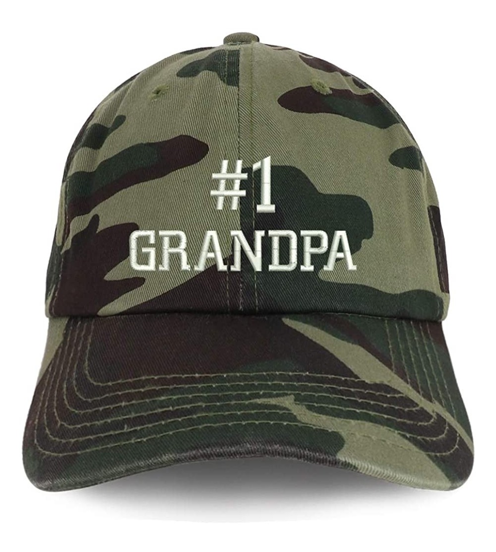 Baseball Caps Number 1 Grandpa Embroidered Soft Crown 100% Brushed Cotton Cap - Camo - C0184UUAIIN $19.97