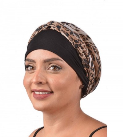 Headbands Turban Cancer Headwear Chemo Bamboo for Women Head Wrap Scarf Chemotherapy Hat - Black Leopard Design - CG18Z3GCMSR...