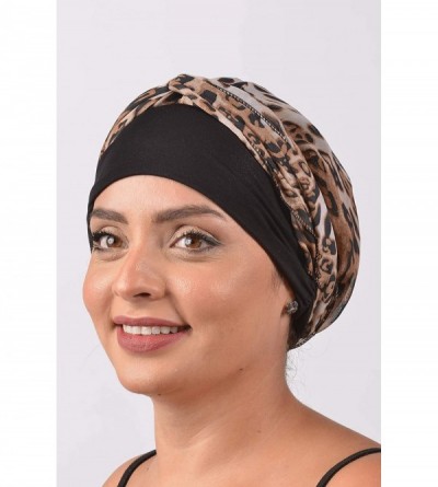 Headbands Turban Cancer Headwear Chemo Bamboo for Women Head Wrap Scarf Chemotherapy Hat - Black Leopard Design - CG18Z3GCMSR...