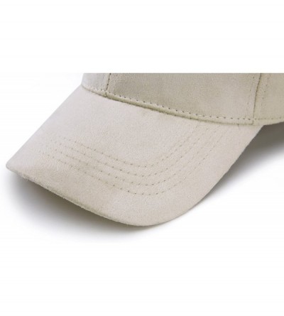 Baseball Caps Unisex Faux Suede Baseball Cap Adjustable Plain Dad Hat for Women Men - Beige - C612EL625DF $8.56