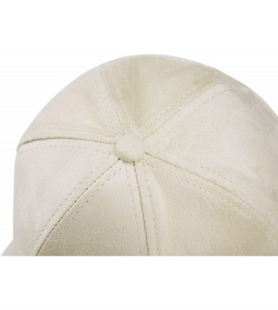 Baseball Caps Unisex Faux Suede Baseball Cap Adjustable Plain Dad Hat for Women Men - Beige - C612EL625DF $8.56