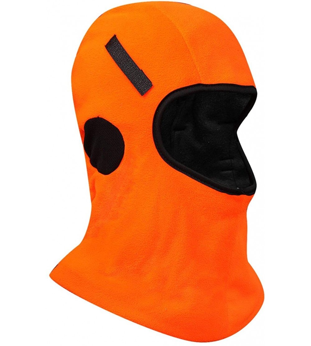 Balaclavas Winter Balaclava face mask Thermal Fleece Helmet Liners - Hi Vis Orange With Straps - CA18A9WNI0O $11.58