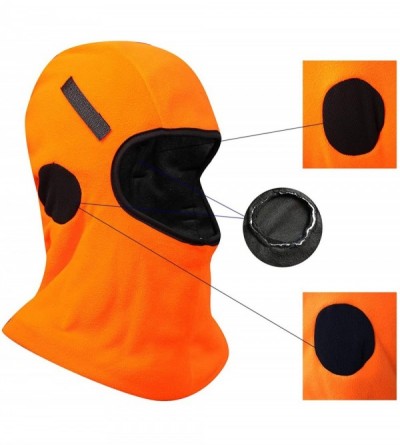 Balaclavas Winter Balaclava face mask Thermal Fleece Helmet Liners - Hi Vis Orange With Straps - CA18A9WNI0O $11.58