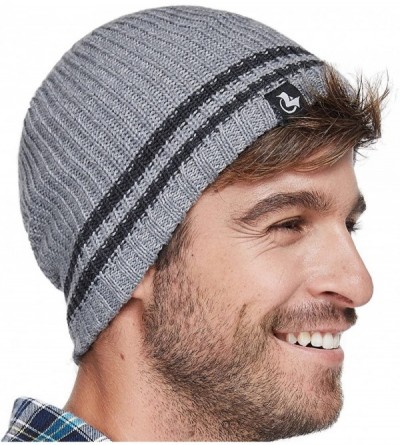 Skullies & Beanies Merino Wool Skull Beanie-Mens Daily Warm Soft Winter Hat Stripe Mix Knit Cap - Light Grey - CJ186HGRMQY $1...