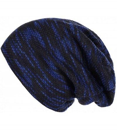 Skullies & Beanies Womens Multicolor Cotton Knitted Fleece Lined Beanie Slouch Skull Cap Long Baggy Hip-hop Winter Hat - Blue...