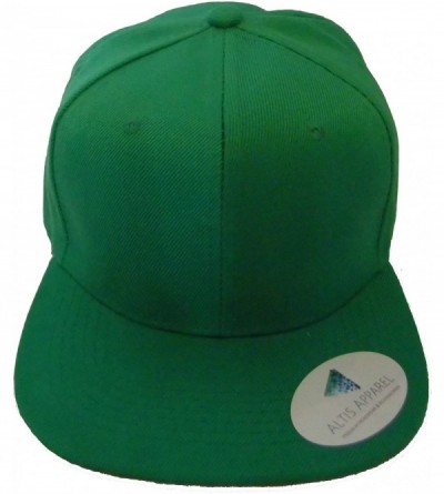 Baseball Caps Premium Plain Solid Flat Bill Snapback Hat - Adult Sized Baseball Cap - Kelly Green - CJ11KV7QYWR $10.89