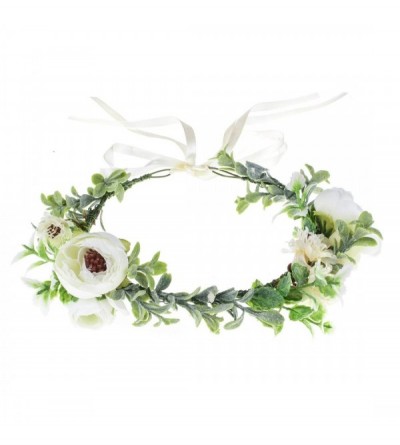 Headbands Bridal Green Leaf Crown Bohemian Headpiece Floral Headband Photo Prop (white) - white - CX18QT5SI3R $9.61