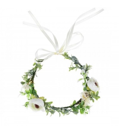 Headbands Bridal Green Leaf Crown Bohemian Headpiece Floral Headband Photo Prop (white) - white - CX18QT5SI3R $9.61