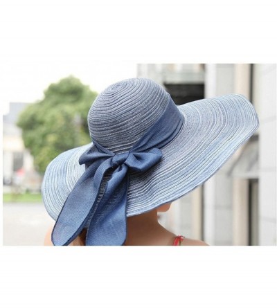 Sun Hats Women Fashion Bowknot Decor Summer Outdoor UV Protect Beach Sun Large Brimmed Foldable Cap Hat - Beige - CG128QWH1CZ...