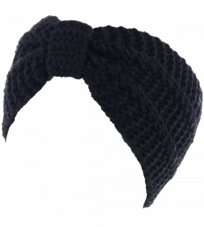 Cold Weather Headbands Womens Winter Chic Turban Bowknot/Floral Crochet Knit Headband Ear Warmer - Black - CZ185C06HQ9 $19.20