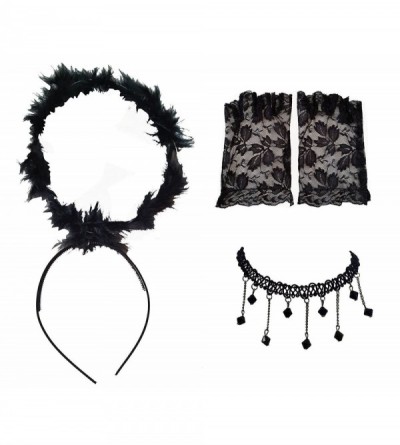 Headbands Black Halo + Lace Fingerless Gloves + Choker Necklace Gothic Witch - Choker Necklace - CQ182SI2E48 $17.80
