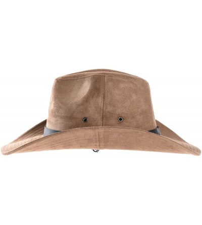 Fedoras Suede Indiana Jones Hat Outback Hat Fedora with Cord CD8858 - Beige - CA1880WNH3C $38.78