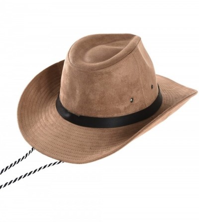 Fedoras Suede Indiana Jones Hat Outback Hat Fedora with Cord CD8858 - Beige - CA1880WNH3C $38.78