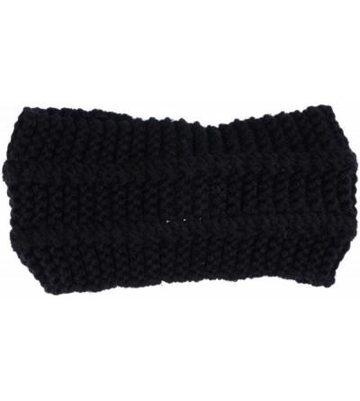 Cold Weather Headbands Womens Winter Chic Turban Bowknot/Floral Crochet Knit Headband Ear Warmer - Black - CZ185C06HQ9 $7.29