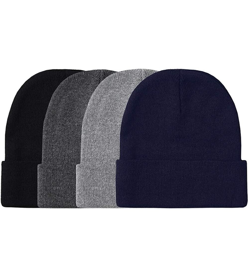 Skullies & Beanies Men's Women's Warm Soft Knit Stretchy Winter Beanie Cap Hat - 6-pack - Asst - C118ZO4SZOM $8.72