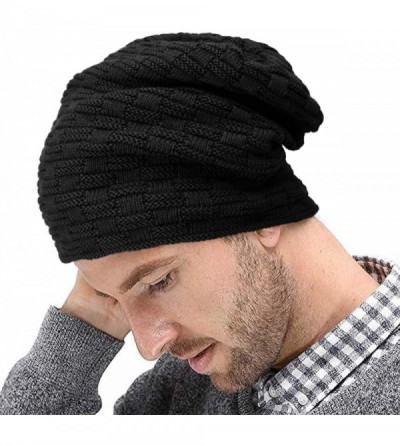 Skullies & Beanies Mens Slouchy Beanie Winter Ski Hats Soft Warm Thick Knit Skull Cap - Darkbrown - C2187IEZQKW $12.85