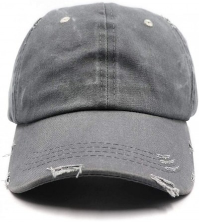 Baseball Caps Ponytail Unconstructed Washed Dad Hat Messy High Bun Ponycaps Plain Baseball Cap - Distressed Grey - CY18RK9RR5...