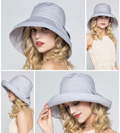 Sun Hats Women's Cotton Bucket Hat Sun Summer Color Beach Caps Big Fold-up Brim - Gray - CY17Z5OAGGU $14.95