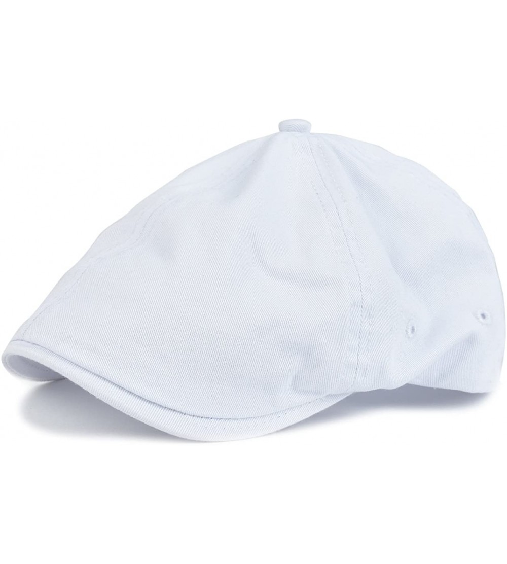 Newsboy Caps Cotton Washing Flat Cap Cabbie Hat Gatsby Ivy Irish Hunting Newsboy - White - C112NZGX4PY $9.48