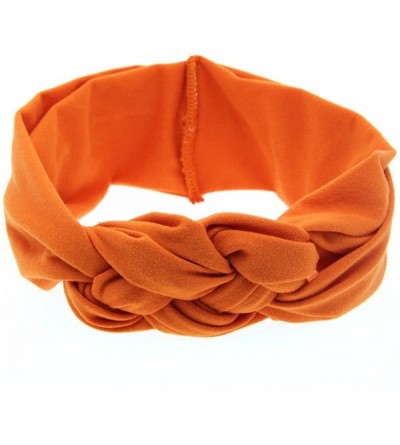 Headbands Elastic Flower Printed Turban Head Wrap Headband Twisted Hair Band - Orange - CI18I45AK06 $10.08