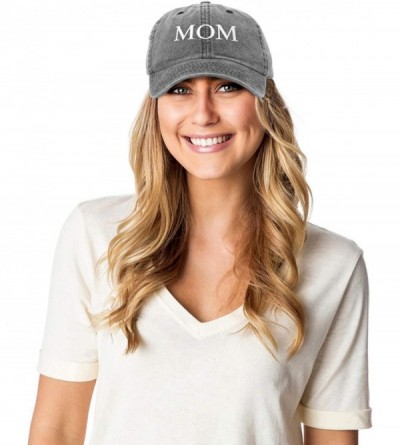 Baseball Caps Embroidered Mom and Dad Hat Washed Cotton Baseball Cap - Mom - Washed Black - CO18Q7GI8EU $10.40