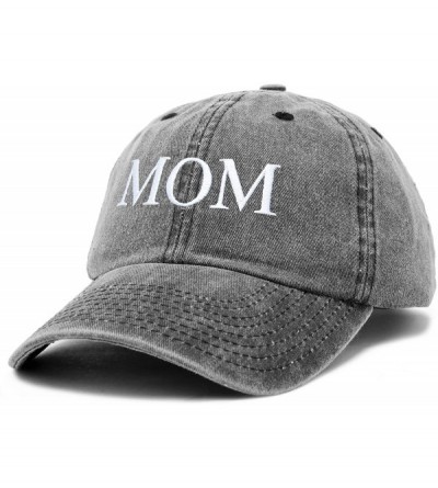 Baseball Caps Embroidered Mom and Dad Hat Washed Cotton Baseball Cap - Mom - Washed Black - CO18Q7GI8EU $10.40
