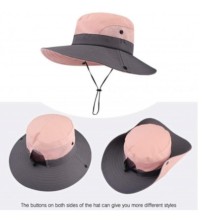 Sun Hats Women's Ponytail Safari Sun Hat- UPF 50+ Wide Brim Outdoor Bucket Hat with Chin Drawstring Strap-Fishing Hat - CB18S...