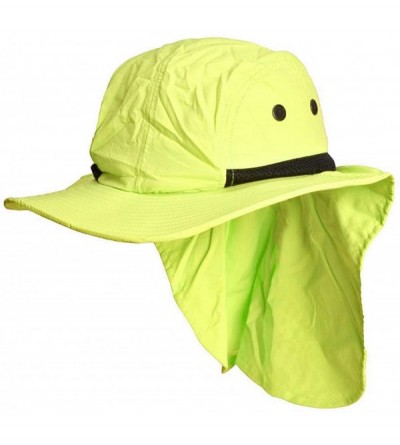 Sun Hats 4 Panel Large Bill Flap Sun Hat - Neon Green - CZ11AKMF545 $9.65