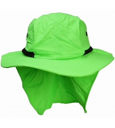 Sun Hats 4 Panel Large Bill Flap Sun Hat - Neon Green - CZ11AKMF545 $9.65