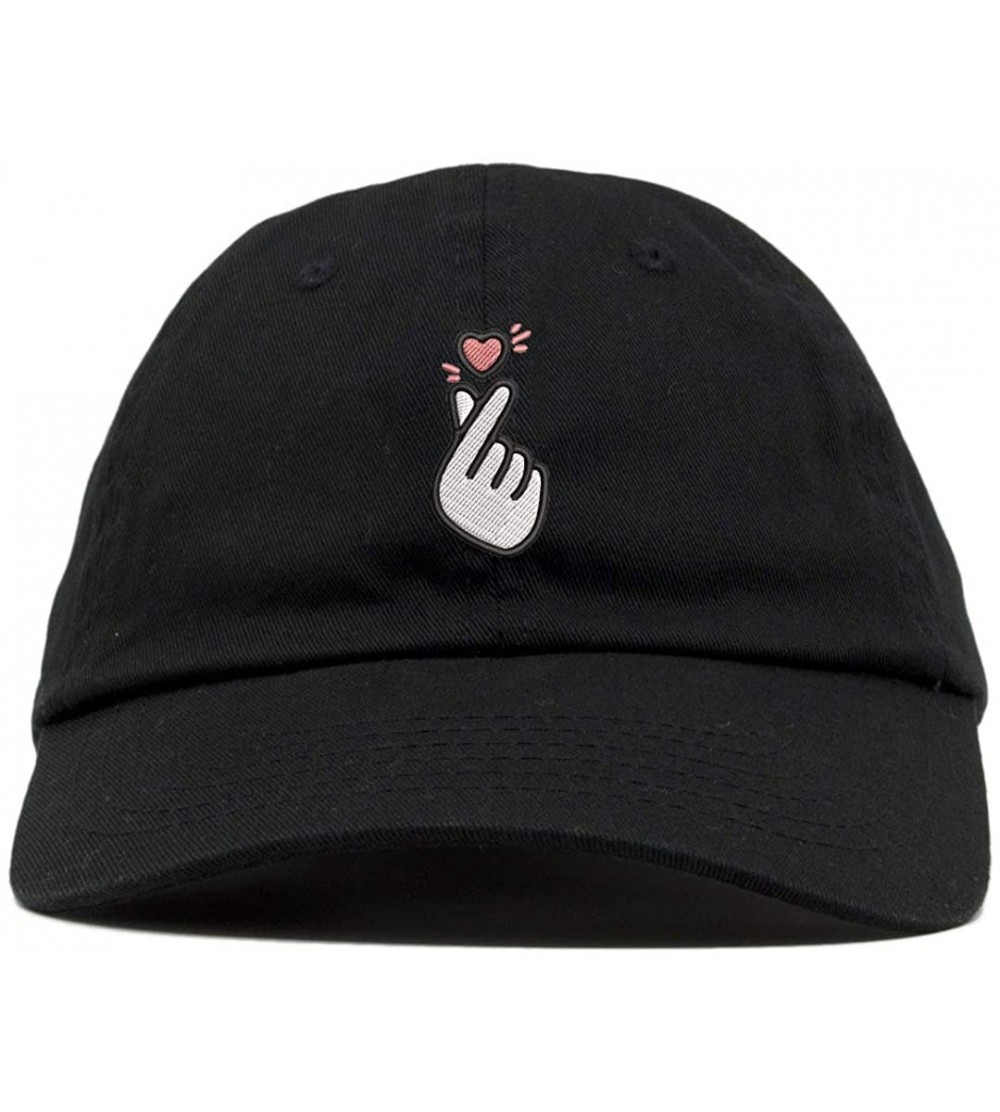Baseball Caps Kpop Heart Symbol Embroidered Low Profile Soft Crown Unisex Baseball Dad Hat - Vc300_black - C218SC8X36T $13.48