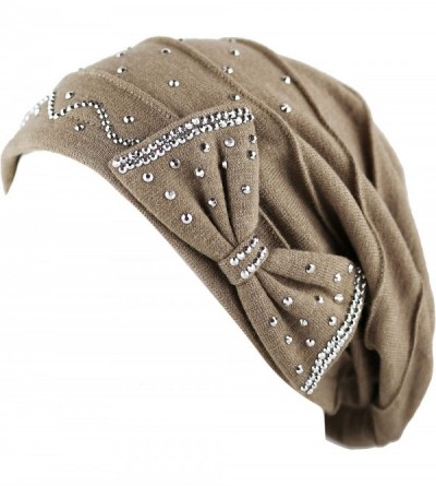 Skullies & Beanies Women's Handmade Warm Baggy Fleece Lined Slouch Beanie Hat - 2. Ribbon2 - Khaki - CD18ZN445K4 $11.02