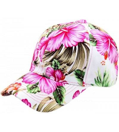Baseball Caps Floral Hawaiian Adjustable Snapback Hats Baseball Caps - Pink/Curve - CP18EXEYUQU $14.65