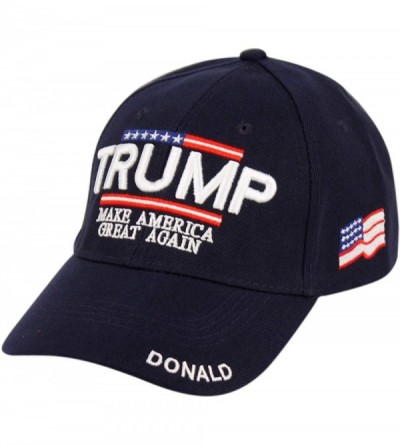 Baseball Caps Trump with American Flag Baesball Cap - Navy - CR12J888WND $11.96