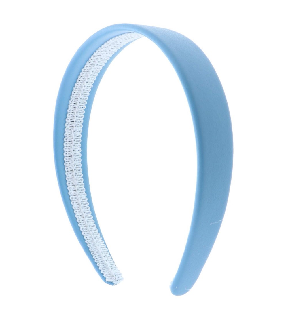 Headbands Light Blue 1 Inch Wide Leather Like Headband Solid Hair band for Women and Girls - Light Blue - CQ126NC88NV $8.35
