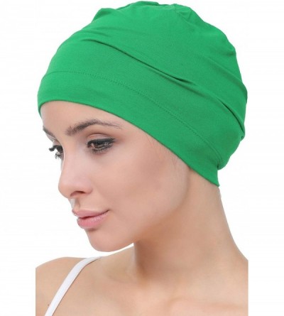 Baseball Caps Unisex Bamboo Sleep Caps for Cancer- Hair Loss - Chemo Caps - Benetton Green - C218L0ZR876 $10.95
