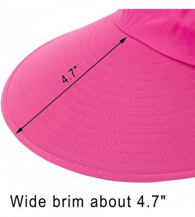 Visors Women's Wide Brim Sun UV Protection Visor Hats for Beach Fishing - Rose Red - CP18CLTMGH0 $11.26